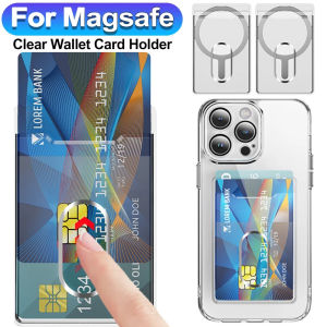 Khe cắm thẻ cảm biến từ nhựa cho MagSafe rõ ràng nam châm Ví ổ cắm khe cắm thẻ di động Trường hợp cho iPhone 16 Pro Max Samsung S25