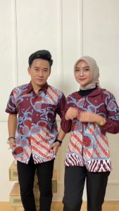 Atasan Baju Couple Keluarga Ayah Ibu Anak Cewek Cowok Batik Sarimbit Baju Kantoran Baju Batik Modern