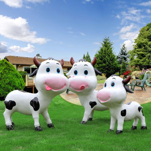 Outdoor Farm Cartoon Big Milk Cow Resin Sculpture Model Kindergarten Decorations Small Items Large Size Props Handmade Craft