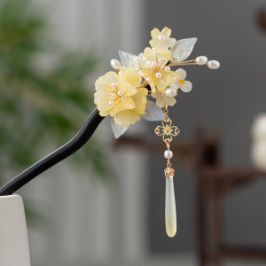 Elegant Chinese Style Hairpin Daily Use Hair Accessories Autumn Hibiscus Sandalwood Hairpin Qipao Hanfu National Style Hair Ornament