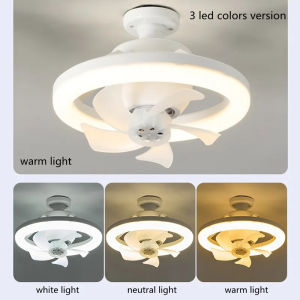 360°Rotating E27 Ceiling Fan with Light Remote Control 3 Speed Dimmable Ceiling Fan for Bedroom Living Room Kitchen 