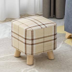 Home Use Small Stool Low Stool Living Room Creative round Stool Sofa Stool Cloth Art Foot Stool Creative Solid Wood Shoe Changing Stool