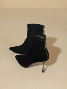 Josiny | Black Pointed Fine Heel Short Boots