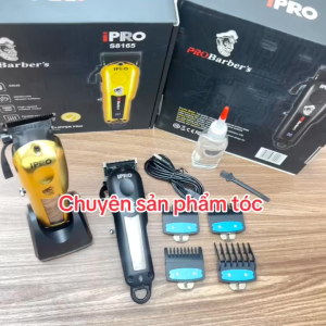 ipro Tông đơ cắt tóc cao cấp Pro Barber S8165 - Lưỡi titanium 2 màu đen/vàng Pin lithium 2200mAh