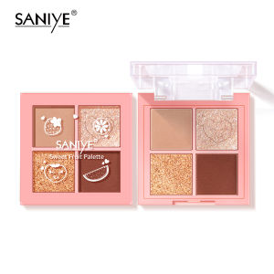 SANIYE 4 Warna Eyeshadow Palette Contour Blush Highlight 4IN1 Mini Nyaman Makeup Set E0435