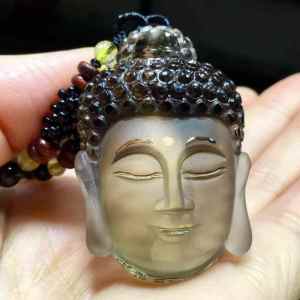 天然茶水晶吊坠  Pure natural tea crystal topaz Buddha head Sakyamuni pendant the life of the Buddha to protect the Lord peace can make people on the auspicious auspicious wear smooth benefit to protect peace perfect carving