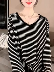QINGNAER | Casual Loose Large Size Body Covering Draping T-shirt