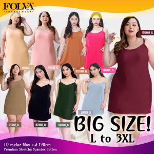 FOLVA Dress tanktop wanita baju tidur spandex XL big size jumbo