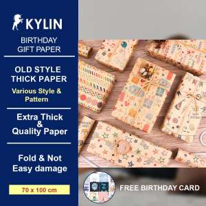 Come With One Birthday Card III KYLIN Extra Thick High Quality Traditional Style Birthday Paper Set Birthday Paper Birthday Packing Paper Gift Wrapper
