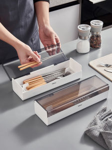 Chopsticks Storage Box Drain with Cover Chopsticks Holder Household Kitchen Tableware Knife Fork Spoon Chopsticks Cage Family High-End New