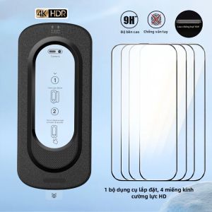 Bộ 4 Miếng Dán Cường Lực HD Cho iPhone 17 Pro Max 16 15 14 13 12 11 Plus XS Max - Bộ Dụng Cụ Dán Dễ Dàng Chỉ Với Một Bước