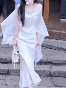 Elegant Ice Silk Asymmetrical Womens Summer Top Shawl Cowl Neck Long Sleeve Loose Fit Korean Style Outerwear Coat