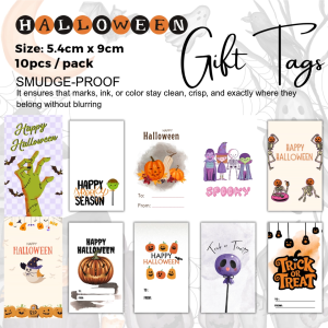 10 pcs Halloween Tag | Gift Tags | 5.4cm x 9cm White Lovely Gift Tags