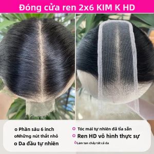 Mái Tóc Nối Kim K 2x6 HD Lace Closure 6 Inch Đường Ngôi Tự Nhiên Đã Được Tỉa Sẵn Chất Liệu Tóc Người Nguyên Chất Kiểu Thẳng Dùng Làm Tóc Giả.
