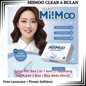SOFTLENS MIIMOO CLEAR 6 BULAN MIIMOO BENING MINUS - 0.50 SD - 10.00 FREE LENCASE + PINSET