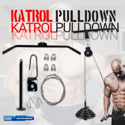 Pull down Katrol Pulldown catrol Alat Fitness kabel Gym DIY cable Machine plus handel bar panjang