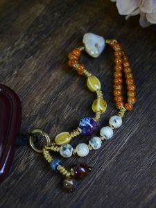 Gold Wing Silver Maple Ceramic Woven Heavy Beads Mobile Phone Chain Original Mobile Phone Case Wrist Chain Creative Gift