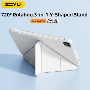 Zoyu | Elevated Stand 720 Degree Rotating Magnetic Split Shockproof Clear iPad Case
