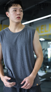 UNIFIT Mens Textured Knit Sleeveless Top Soft Breathable Muscle Tee  Casual & Activewear Tank UFS-771