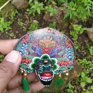 Miniatur barongan jowoan ijo bahan resin