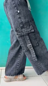 Celana Kulot Jeans Cargo Anak Perempuan Usia 5-17 Tahun Model Terbaru