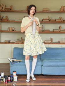 DUSHU | Daisy Print A-Line Skirt