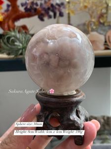 Sakura Agate Sphere Blossoms frozen inside the stone笑一笑😀 自然结晶✨ 🌸樱花玛瑙球