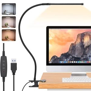 Đèn Bàn LED Có Thể Điều Chỉnh Độ Sáng Với Kẹp 10 Mức Độ Sáng 3 Chế Độ Chiếu Sáng Kẹp Linh Hoạt Đèn Đọc Sách Sạc USB Đèn Bàn Học Tập