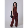 Ivy Yang Vintage High Waist Wide Leg Casual Pants Women Summer Loose Slimming Floor Length Straight Cut Suit Pants. 