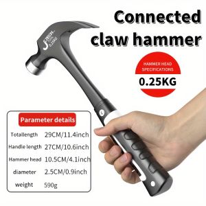 1pc Integrated Claw Hammer Professional Woodworking Joinery Home Carpentry Hand Hammer Nail Hammer Non-Slip Multifunctional H