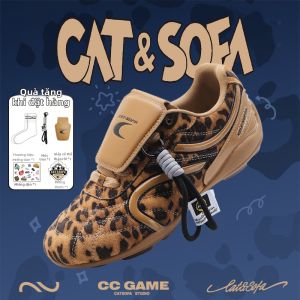 cat&sofa | Giày Bóng Đá Mỏng Đế In Hình Báo Mùa Thu Đông Phong Cách Cổ Điển Đa Dụng