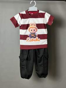 SETELAN BAJU LABUBU KIDS / SETELAN CARGO LAKI-LAKI DAN PEREMPUAN USIA 2-5 TAHUN