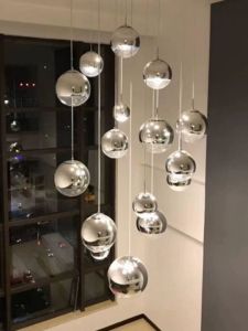 Post-Modern Minimalist Creative Dining Chandelier round Spherical Bubble Glass Stair Chandelier Scandinavian Bar Bar Lamp