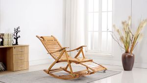 Ghế thư giãn bập bênh Smart Home ghế xếp đa năng cao cấp chất liệu tre già tự nhiên có massage chân gập ngả nhiều cấp đ