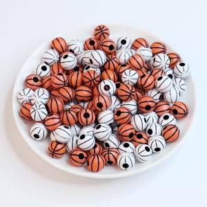 Bộ 50 Acrylic Bóng Rổ Hình Hạt Lỗ Lớn Miếng Đệm Hạt Cho DIY Trang Sức Làm Vòng Tay Phụ Kiện Vòng Cổ Hình Tròn