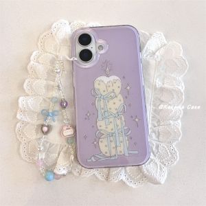Korean Style Dual Layer Full Cover Purple Star Candle Design Phone Case for Apple 16Promax iPhone 17 15Pro Cute Soft Shell Protective Cover