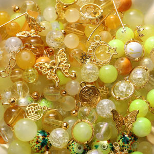 50g/bag Mix Glass Beads Metal Pendants Spacer Bead Jewelry Accessories for DIY Bracelets Necklace Anklet Jewelry Making