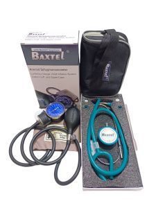 Baxtel Aneroid Sphygmomanometer Blood Pressure Monitor With Teal Deluxe Stethoscope
