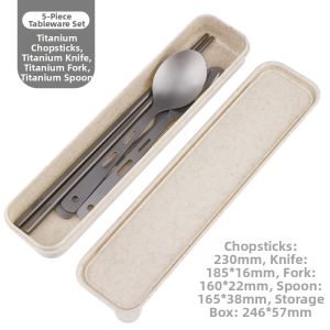 Tiartisan | Pure Titanium Portable Camping Utensil Set Chopsticks Spoon
