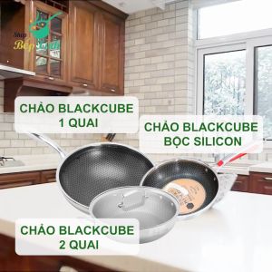 Chảo chống dính cao cấp BLACKCUBE FIVESTAR 3 lớp quai bọc silicon chống nóng 24cm