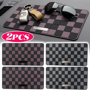 Car Dashboard Sticky Pad Washable Traceless PVC Grid Texture Anti Slip Mat Heat Resistant Center Console Phone Key Storage Pad