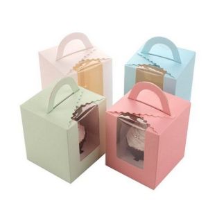 5pcs Pastry Box Single Solo Cupcake Box Cookies Boxes Individual Box with Handle