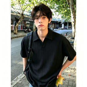 Ivory Embroidery Seagull Collar Polo Shirt Short Sleeve Man Summer Lightweight