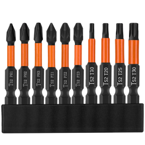 10Pcs 50mm Impact Driver Bits Mixed Pozi Phillips Torx Pneumatic lengthening Magnetic Screwdriver Drill Bit Set Tool Kit