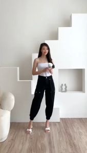 CELANA JEANS WANITA SOUTH JOGGER BLACK - SYS CLOTHIER