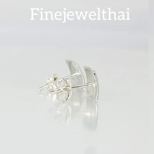 Finejewelthai-ต่างหูทรงสี่เหลี่ยม-เงินแท้925-ชุบทองคำขาว-E214000