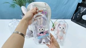Labubu 15cm Storage Bag PVC Transparent Sunscreen Dustproof Plush Doll Storage Bag Elf Doll Bag Anti-dust Hanging Bag Cute Doll Display Bag