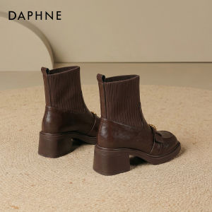 Daphne | Knit Stretch Retro Black Ankle Boots