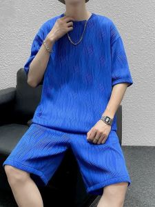 PAZHAOLANG | Large Size Cool Texture Sports Set Summer Short Sleeve and Shorts 2 Piece