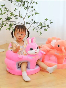 doudou Baby Learning to Sit Chair Anti-Fall Training Seat with Thickened Cushion Cute Cartoon Small Sofa for 3-12 Months Infants